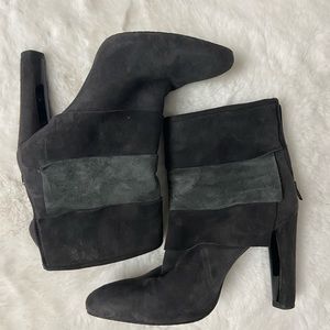 Stuart Weitzman suede ruffle ankle boots